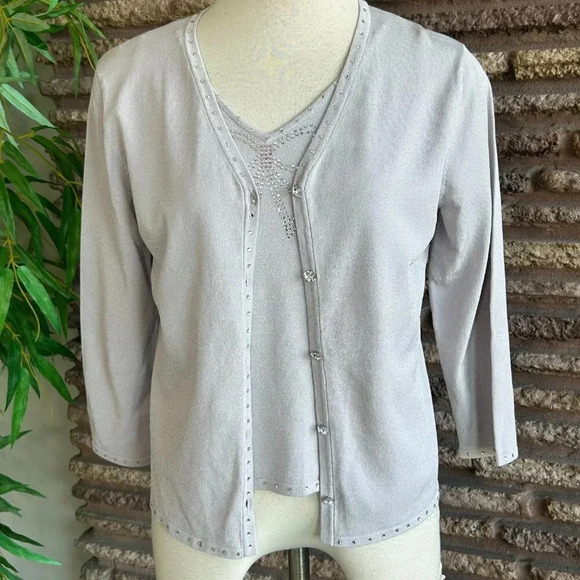 Doncaster Collection Dusty Lavender Twinset Tank and Cardigan Sweater NWT - Picture 5 of 7